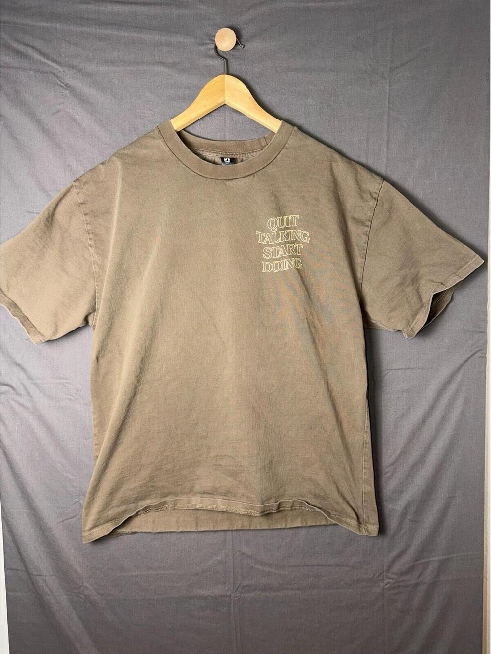 XL Graphic Tee “Quit Talking Start Doing” Brown Motivational Shirt